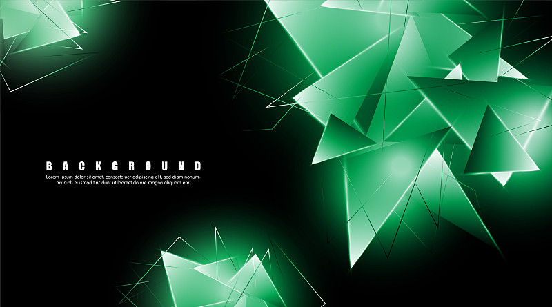 abstract background with glowing green triangles t