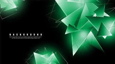 abstract background with glowing green triangles t