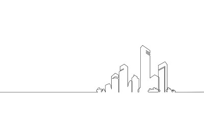 摩天大楼轮廓，城市天际线，矢量图。