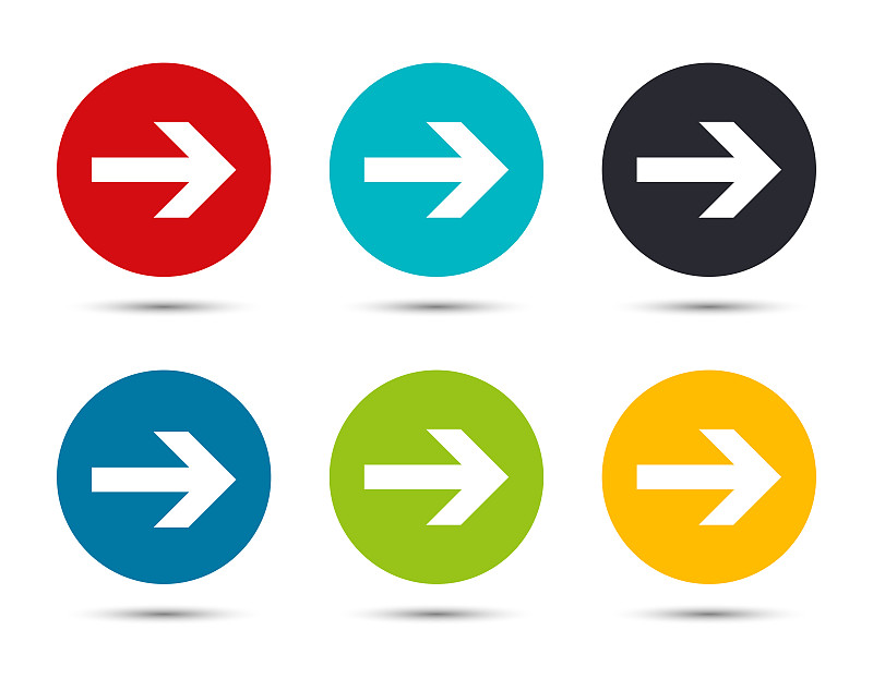 Next arrow icon flat round button set illustration