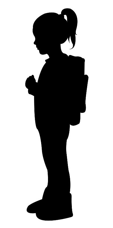 学生女孩身体轮廓向量