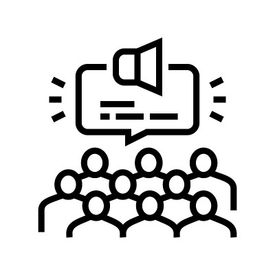 公众听证会上的论坛线图标矢量插图