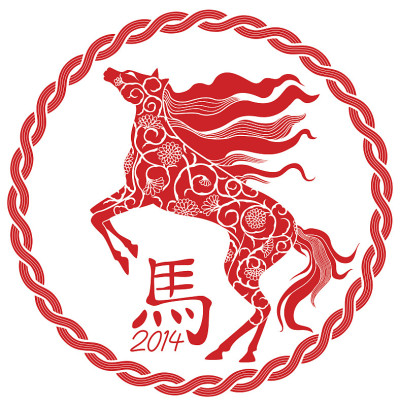 红色和白色的马年