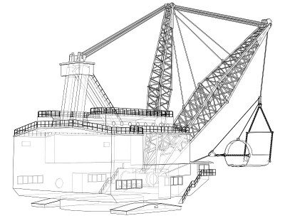Dragline walking excavator. Vector