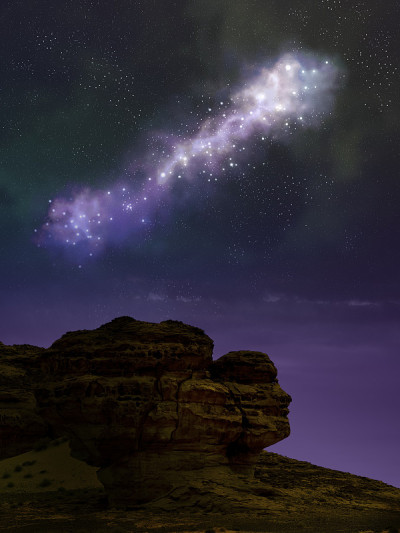 马达因萨利赫(Al-Ḥijr & Hegra)考古遗址，星空，沙特阿拉伯附近的Al Ula