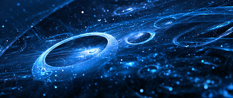 太空中发光的蓝色星系环