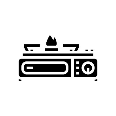 野营炉子字形图标矢量插图