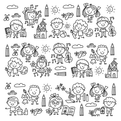 幼儿园教育研究儿童玩耍和成长儿童画图标