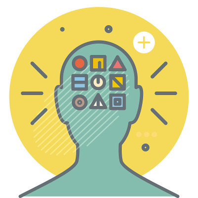 Human Mind with Learning Blocks Icon