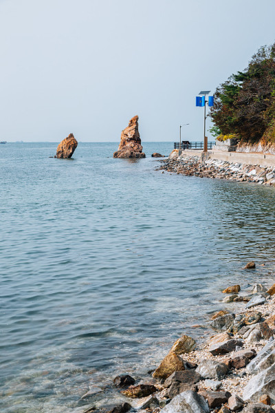 大部岛，安山，海和岩石，韩国