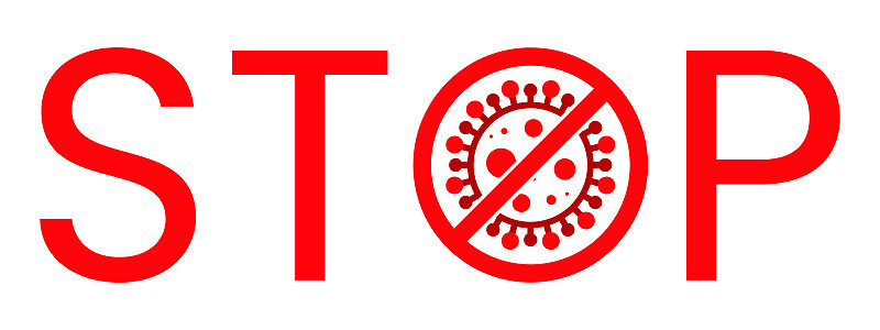 冠状病毒停止文字警告标志。Covid-19、nCOV、MERS-CoV新型冠状病毒块图章。红色的向量