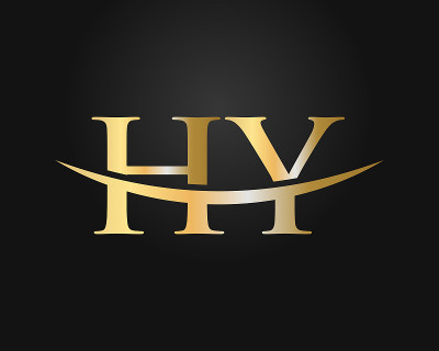 首字母金色HY字母标识设计。HY标志设计矢量模板