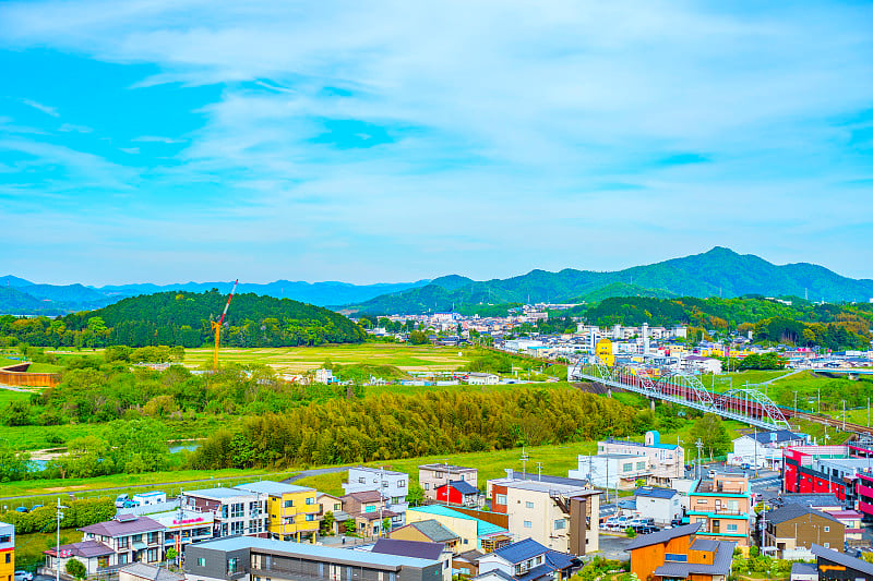 京都福山城市景观与蓝天