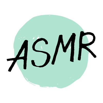 ASMR手写黑字背景与蓝色圈。播客、广播、网络广播、访谈。播客频道标志。设计海报，t恤，横幅，打印邀
