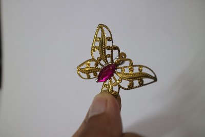 金蝴蝶形胸针衣服照片