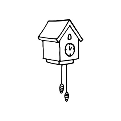 墙clock-doodle。手绘单矢量插图孤立在白色。