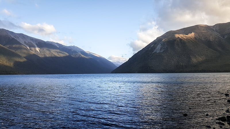 新西兰宁静的湖景