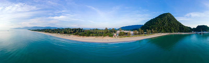 鸟瞰图Kho Khao海滩在Khanom区，Nakhon Si tham马拉，泰国