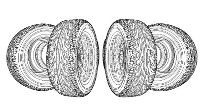 Car tires concept. Vector rendering of 3d