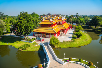 Phra Thinang Wehart Chamrun在Bang Pa-In皇宫或颐和园在大城府，泰