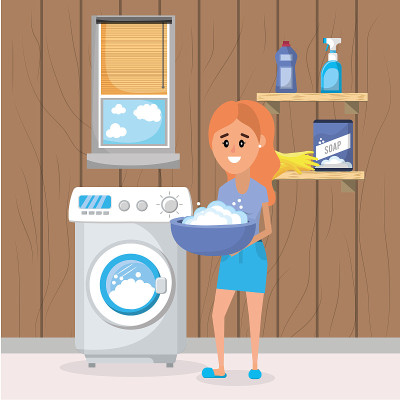 Woman on laundry