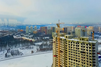 莫斯科新建建筑，从上面可以看到多层公寓楼。