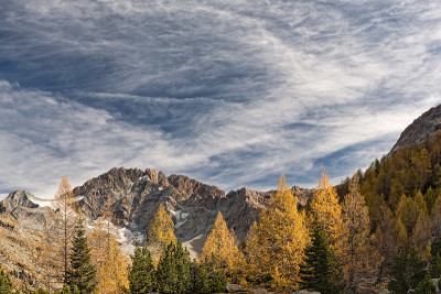 阿尔卑斯山山脉的广角景观