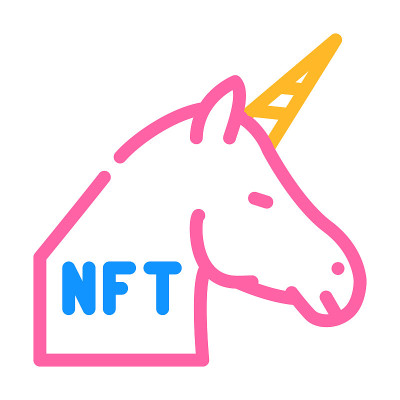 非ft独角兽颜色图标矢量插图