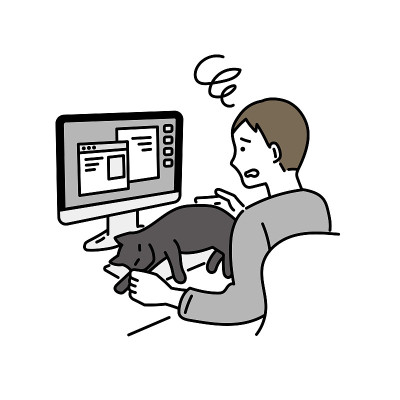 男商人和家猫做远程工作