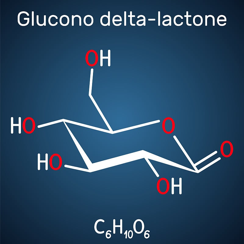 葡萄糖酸内酯，葡萄糖酸内酯，GDL分子。它是PHA，多羟基酸，天然食品添加剂E575。结构化学公式在