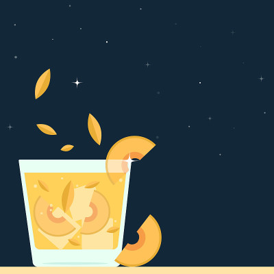 鸡尾酒和油桃。