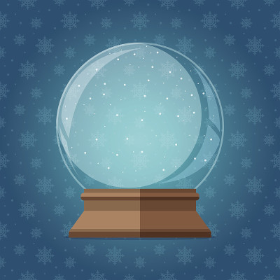 空魔法雪球矢量插图。圣诞节她