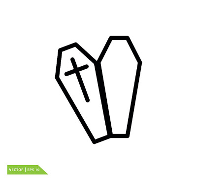 coffin icon vector logo design template
