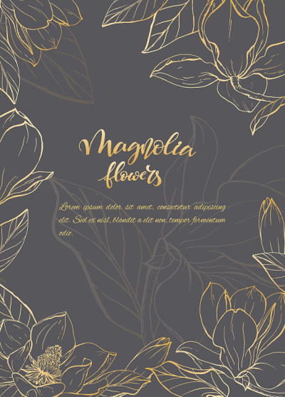 Sketch linear magnolia blossom.