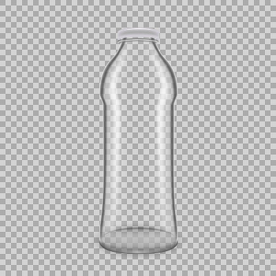 真实的模板空玻璃透明牛奶瓶