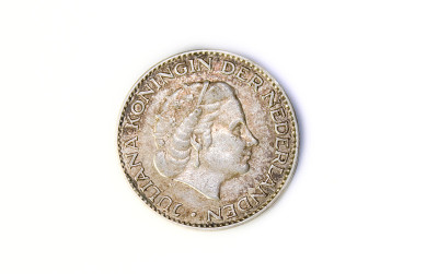 荷兰1956年朱莉安娜银黄金硬币-正面