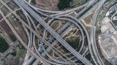 上海罗山公路铁路、公路、立交桥鸟瞰图