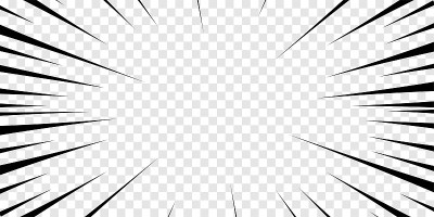 漫画运动径向线。动漫动作框架线条。抽象爆炸模板与速度线透明的背景。闪光爆炸径向线矢量插图
