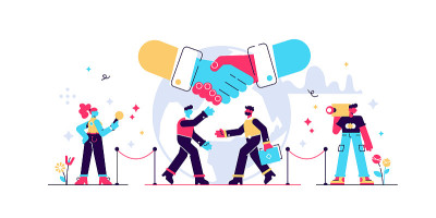外交矢量插图。平的小
