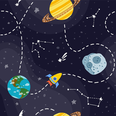 行星和恒星的空间格局。可爱的设计