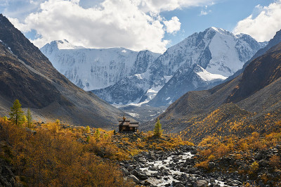 美丽的秋景，阿尔泰山俄。