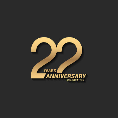 22年的周年设计股票插图。公司简介、小册子、传单、杂志、宣传册、海报、网页、请柬、贺卡等金周年庆典会