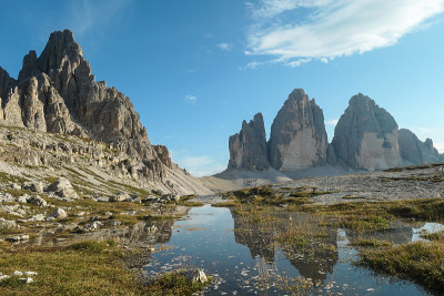 意大利Dolomites的著名的trecime di Lavaredo (Drei Zinnen)山