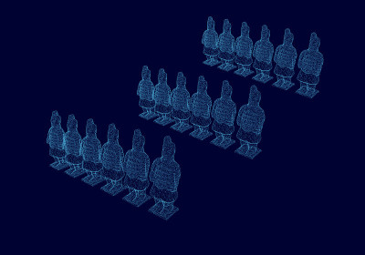 与兵马俑的线框设置。3 d。矢量图