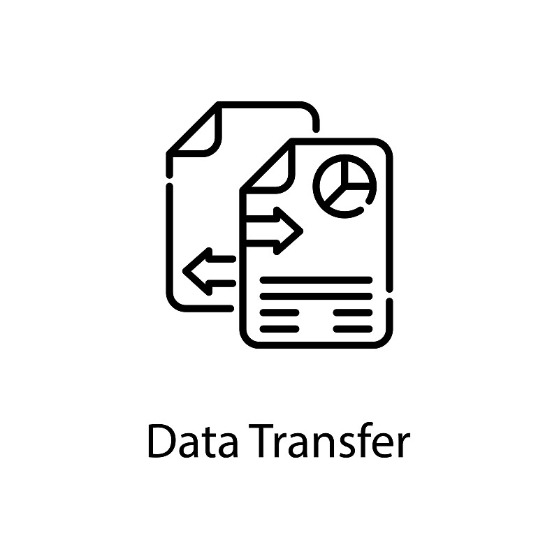 数据传输矢量轮廓图标设计插图。Web分析符号在白色背景EPS 10文件