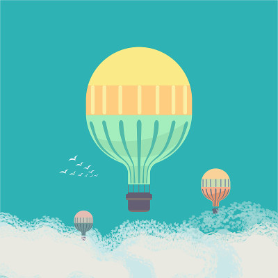 热气球在天空中
