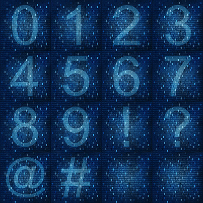 数字抽象背景上发光的字体