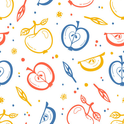 Apple Fruit Repeating Background. Seamless Pattern