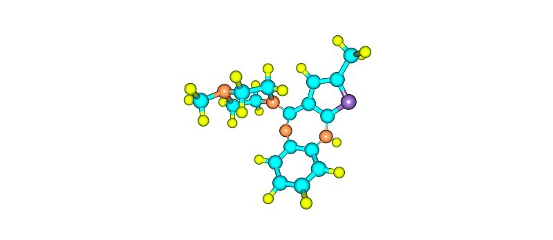 奥氮平分子结构孤立于白色