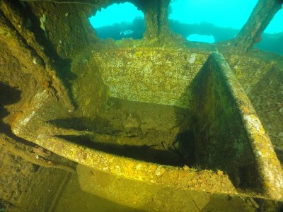Famous wreck ship Fujikawa maru in Truk lagoon